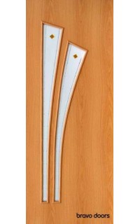 Межкомнатная ламинированная дверь Bravo / Браво 4с4ф миланский орех полотно со стеклом