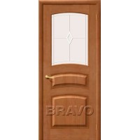 Межкомнатная дверь из массива Bravo / Браво М16 Светлый лак полотно со стеклом