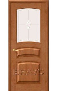 Межкомнатная дверь из массива Bravo / Браво М16 Светлый лак полотно со стеклом