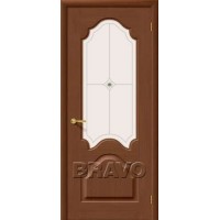 Межкомнатная шпонированная дверь Bravo / Браво Афина Орех полотно со стеклом