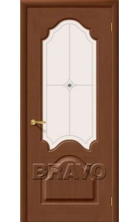 Межкомнатная шпонированная дверь Bravo / Браво Афина Орех полотно со стеклом