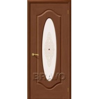 Межкомнатная шпонированная дверь Bravo / Браво Аура Орех полотно со стеклом