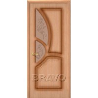 Межкомнатная шпонированная дверь Bravo / Браво Греция Дуб полотно с художественным стеклом