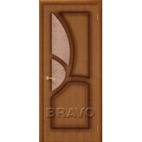 Межкомнатная шпонированная дверь Bravo / Браво Греция Орех полотно со стеклом