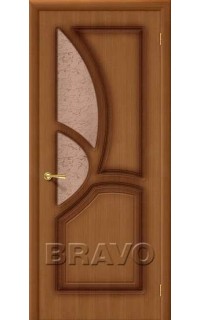 Межкомнатная шпонированная дверь Bravo / Браво Греция Орех полотно со стеклом