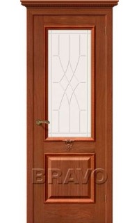 Межкомнатная шпонированная дверь Bravo / Браво Верден коньяк полотно со стеклом