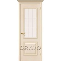 Межкомнатная шпонированная дверь Bravo / Браво Версаль Белый ваниль полотно со стеклом (патинированное)