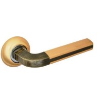 Межкомнатная дверная ручка Palidore на круглой накладке 96 SB / BB комбинация матового золота и бронзы
